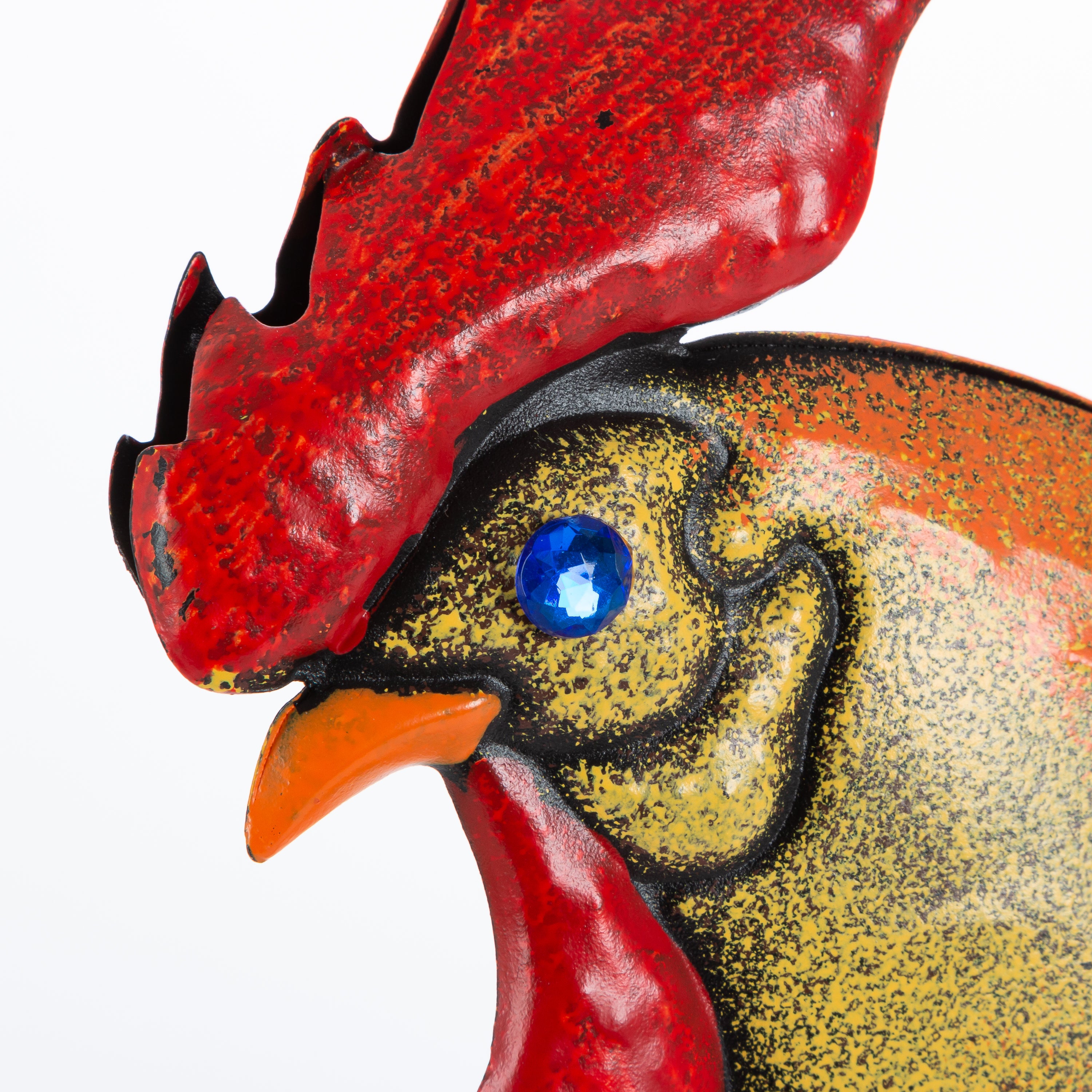 20.08 in. Solar Powered Red Rustic Rooster Decor